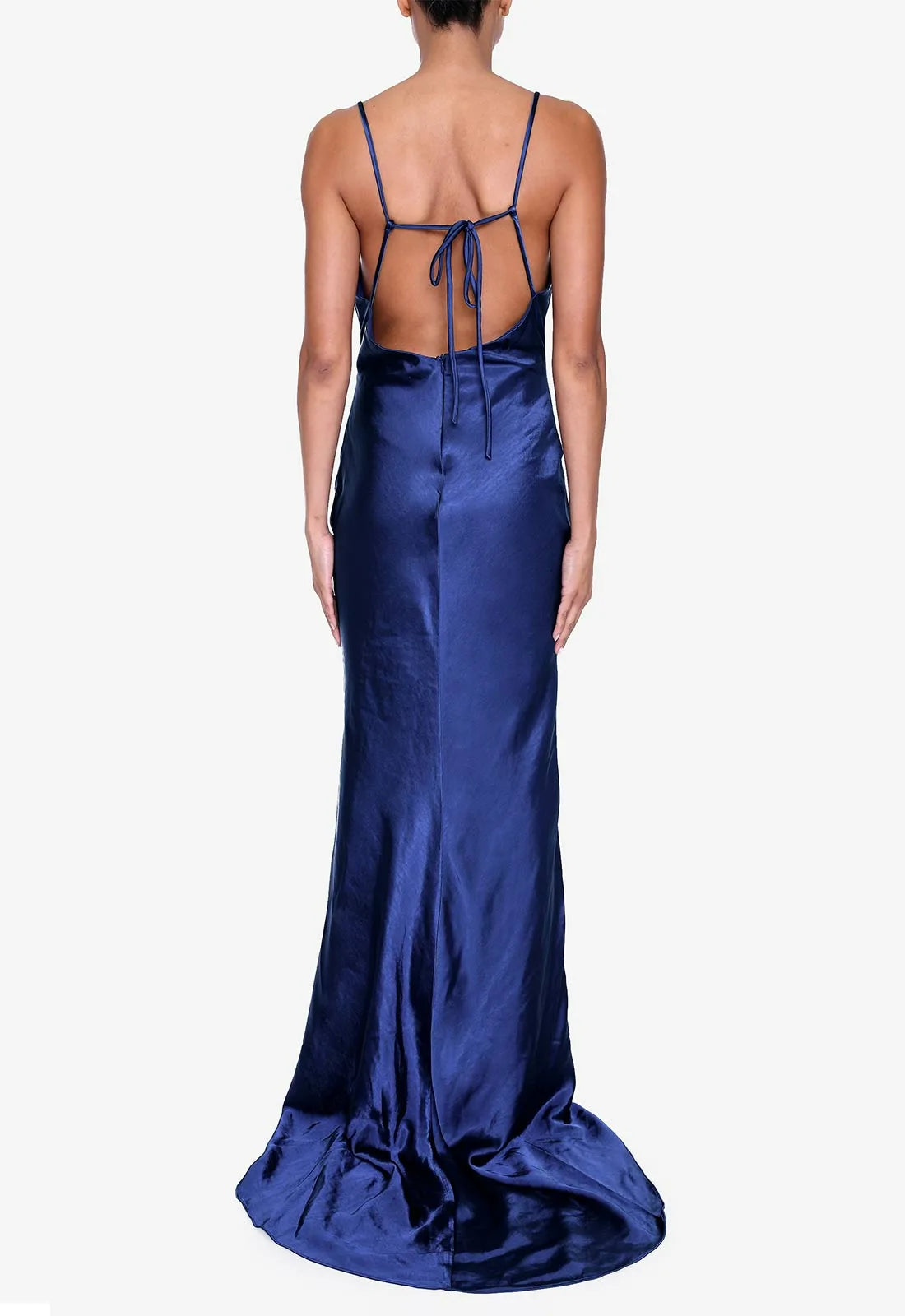 True Decadence Navy Satin Slip Maxi Dress-109860