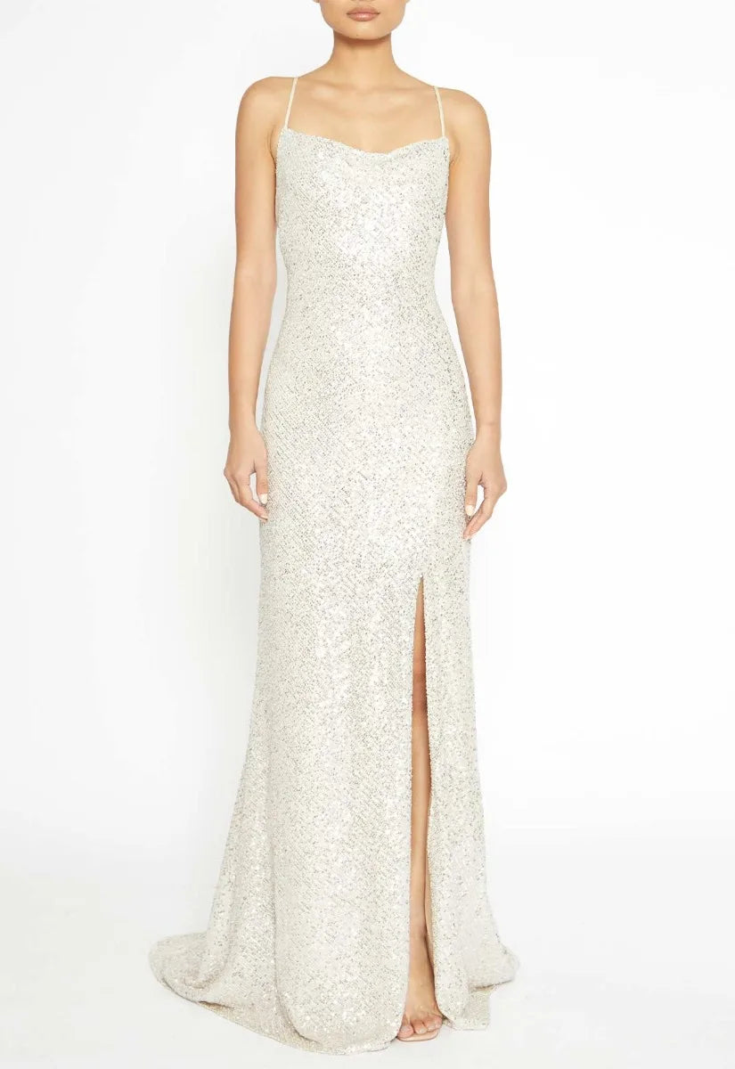 True Decadence Champagne Slip Maxi Dress