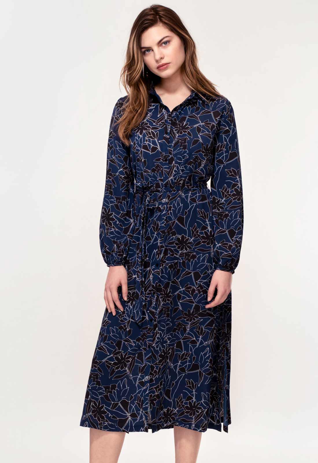 Hide The Label Navy Acacia Midi Dress-82838