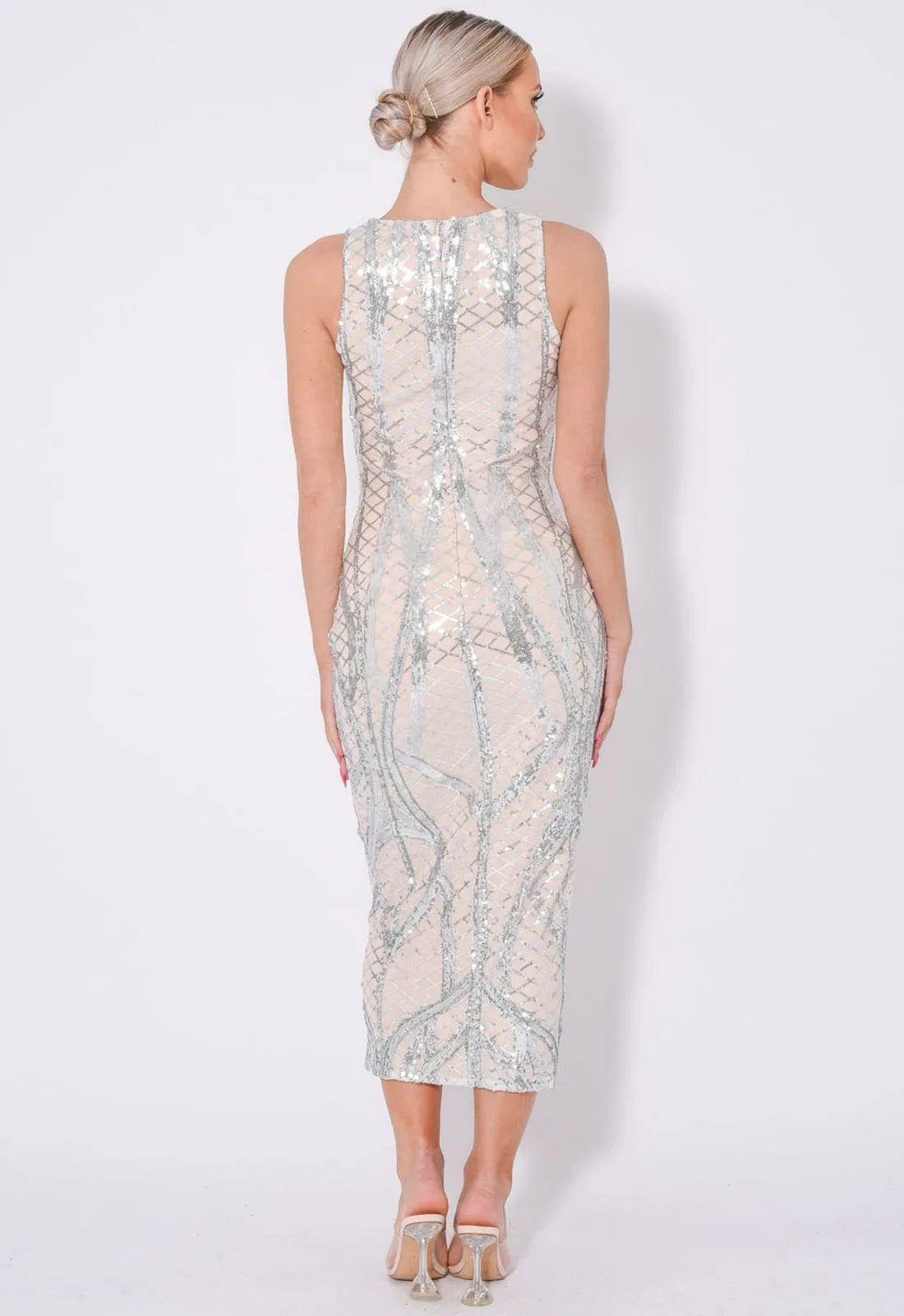 NAZZ Collection Silver Mia Midi Dress-82665