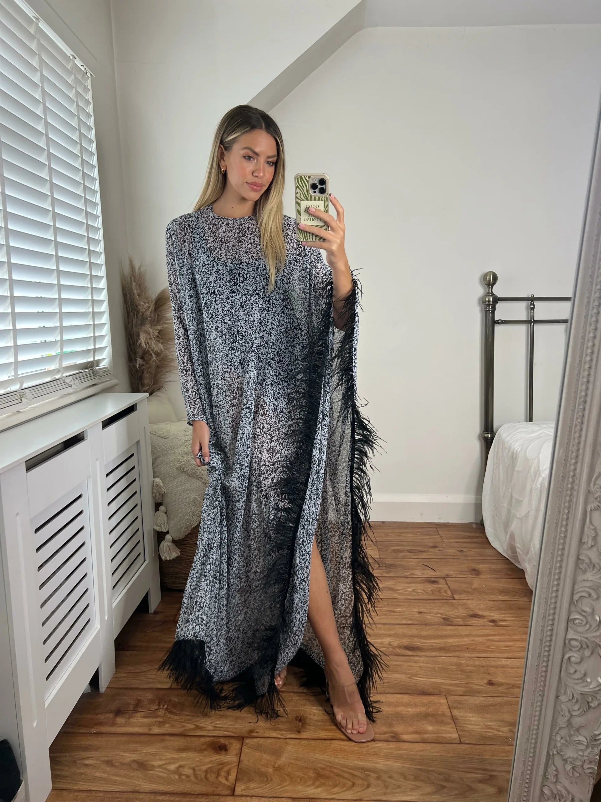 Josh And Nicol Feathered Sleeve Kaftan