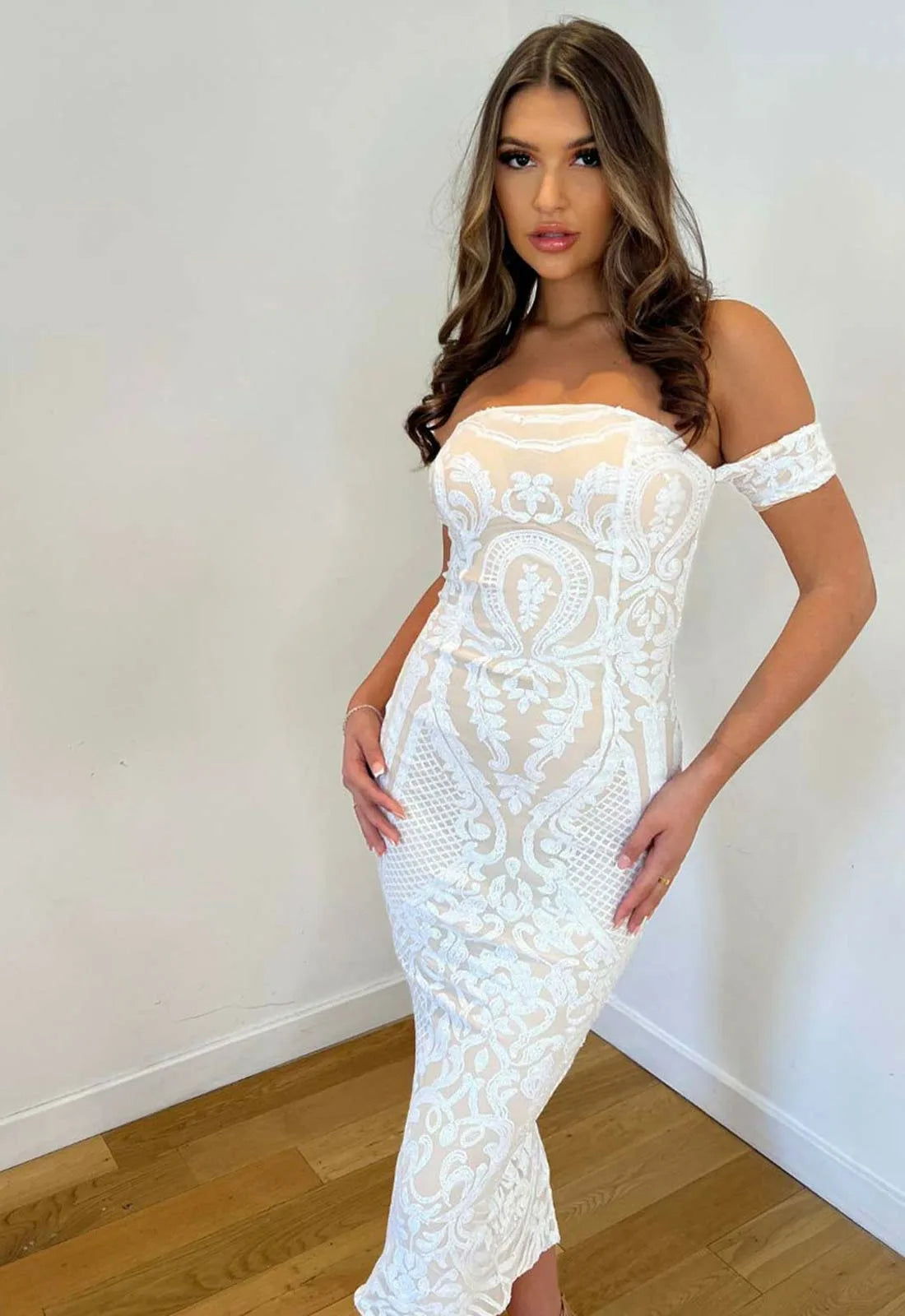 Nazz Collection White Kristal Cocktail Dress