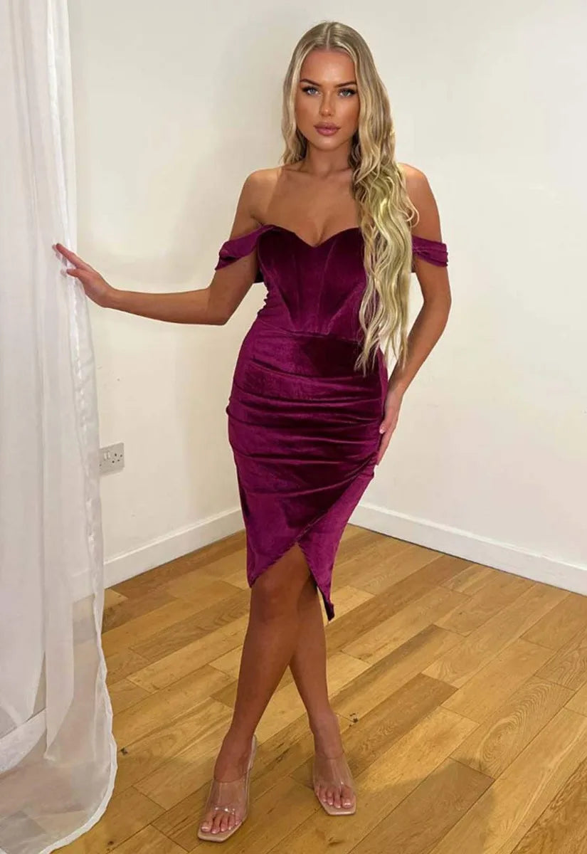 Nazz Collection Plum Lori Cocktail Dress