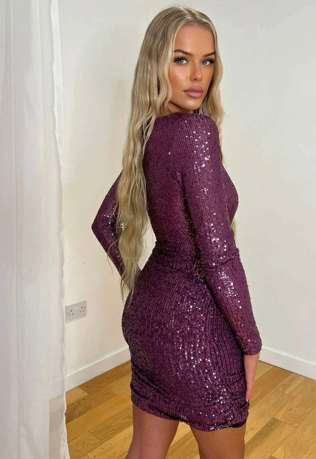 Nazz Collection Purple Molly Sequin Party Dress-121279