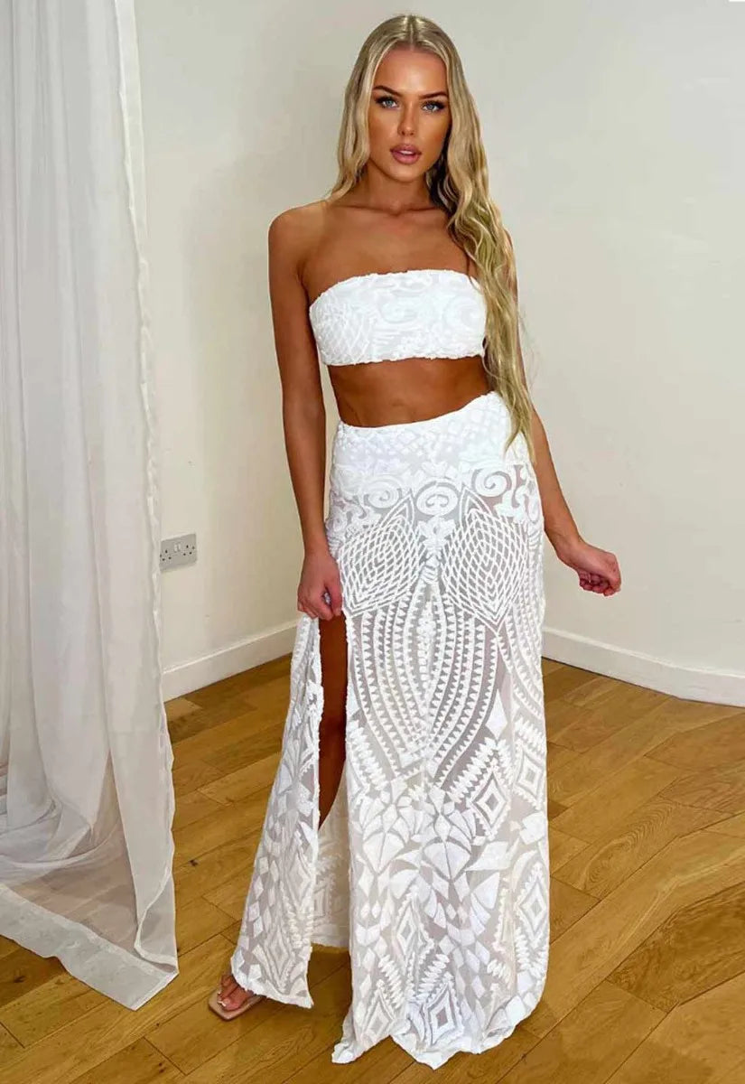Nazz Collection White Shakira Two Piece Party Set