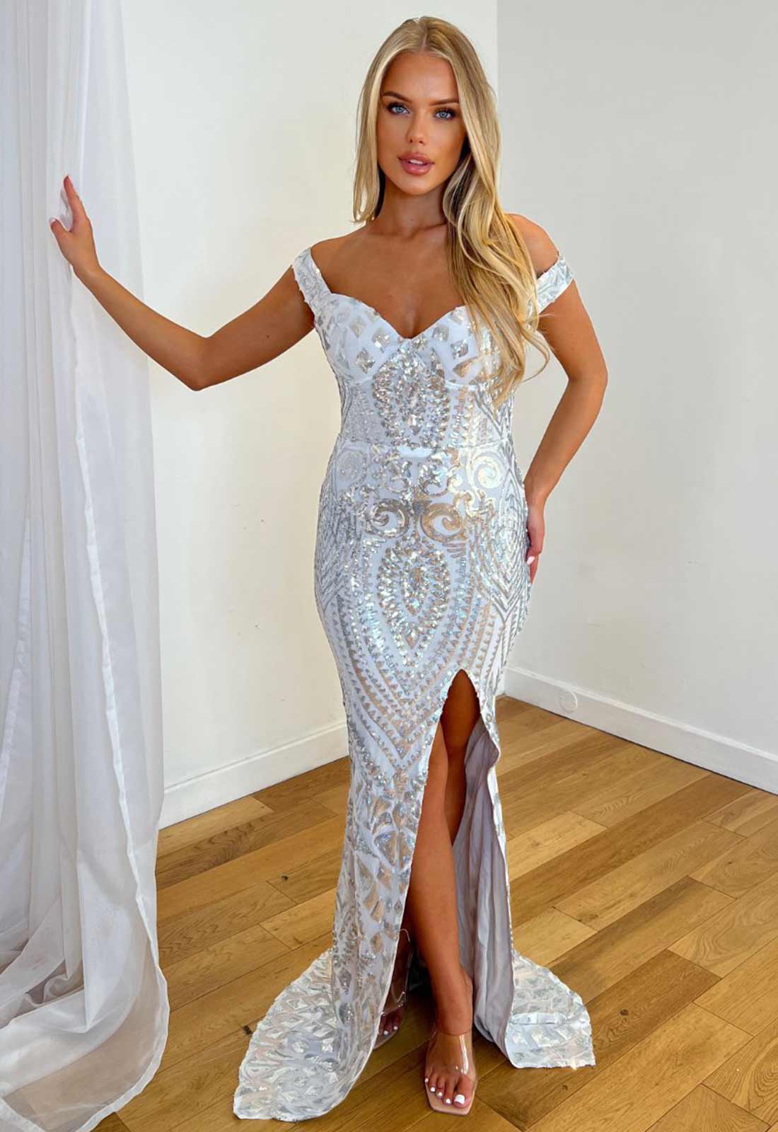 Nazz Collection Silver Angelika Fishtail Gown-119881