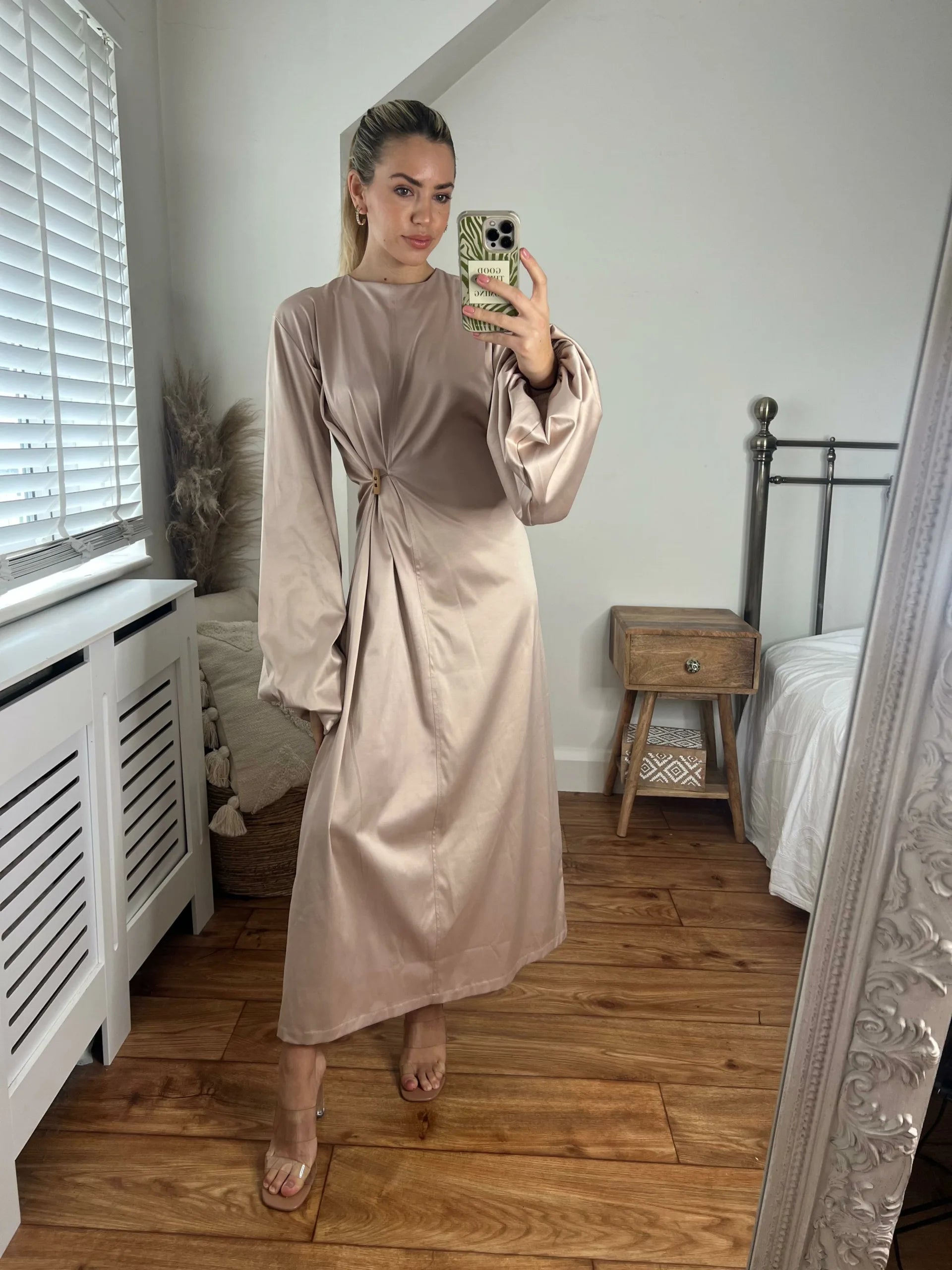 Josh And Nicol Hylda Satin Dress- Champagne