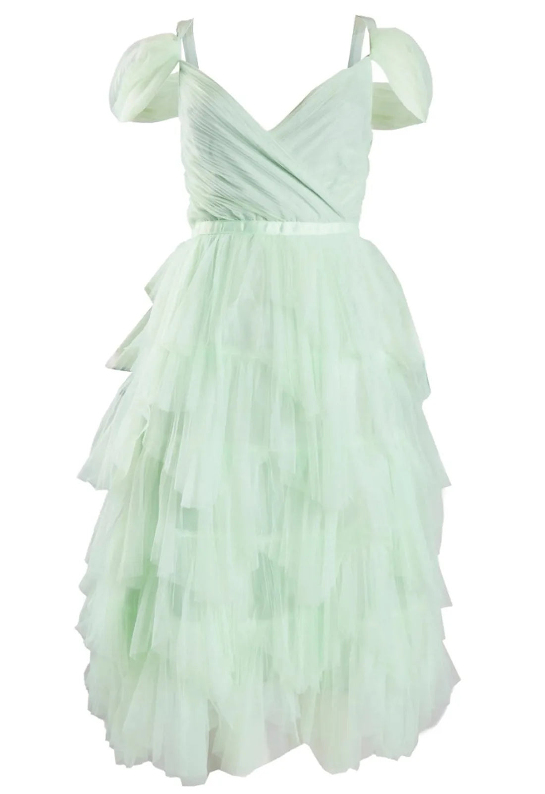 True Decadence Isla Pale Lime Pleated Petal Skirt Midi-Dress