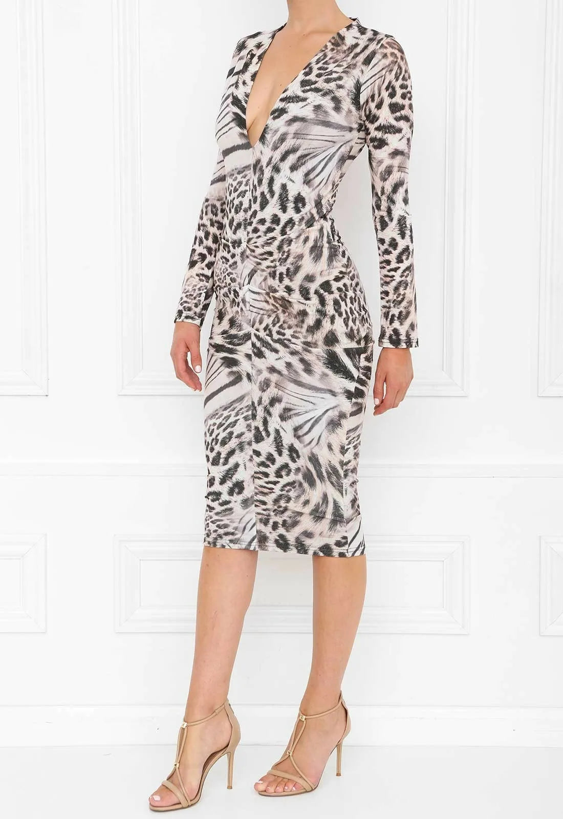 Honor Gold Leopard Jenny Midi Dress