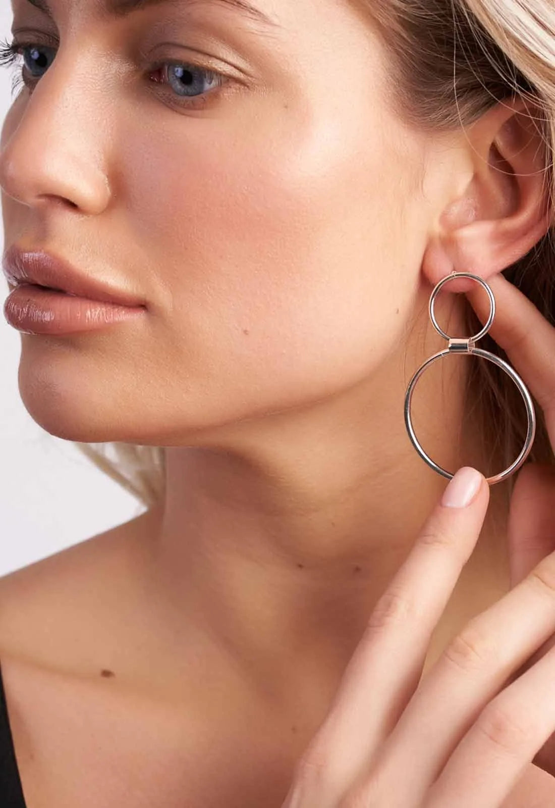 Always Chic Silver Double Hoop Earrings-43356