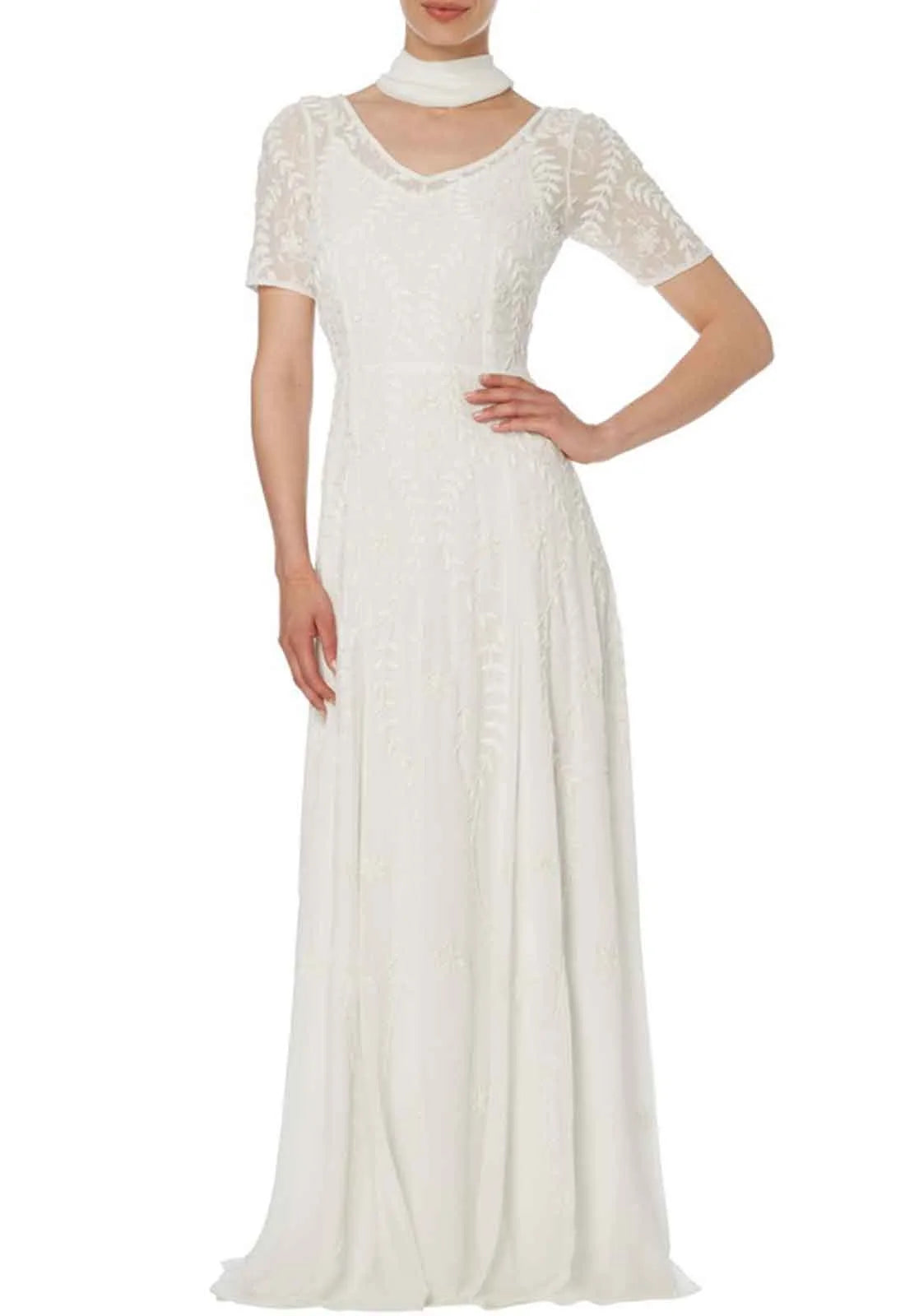 Raishma Georgette Evening Gown in Ivory-19297
