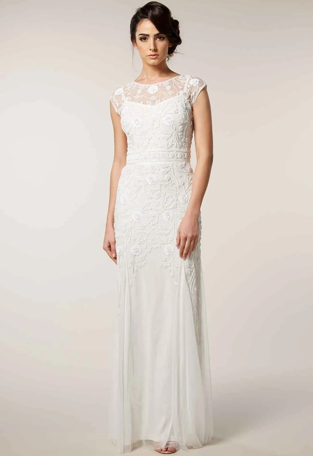 Raishma Beaded Gown in Ivory