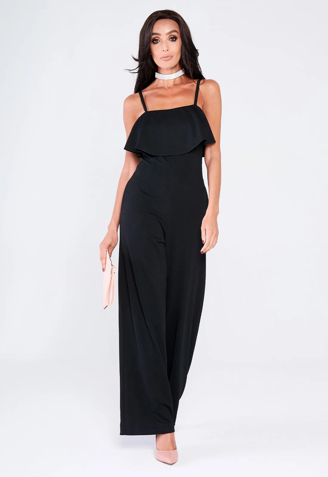 Lady Flare Black Frill Jumpsuit-106893