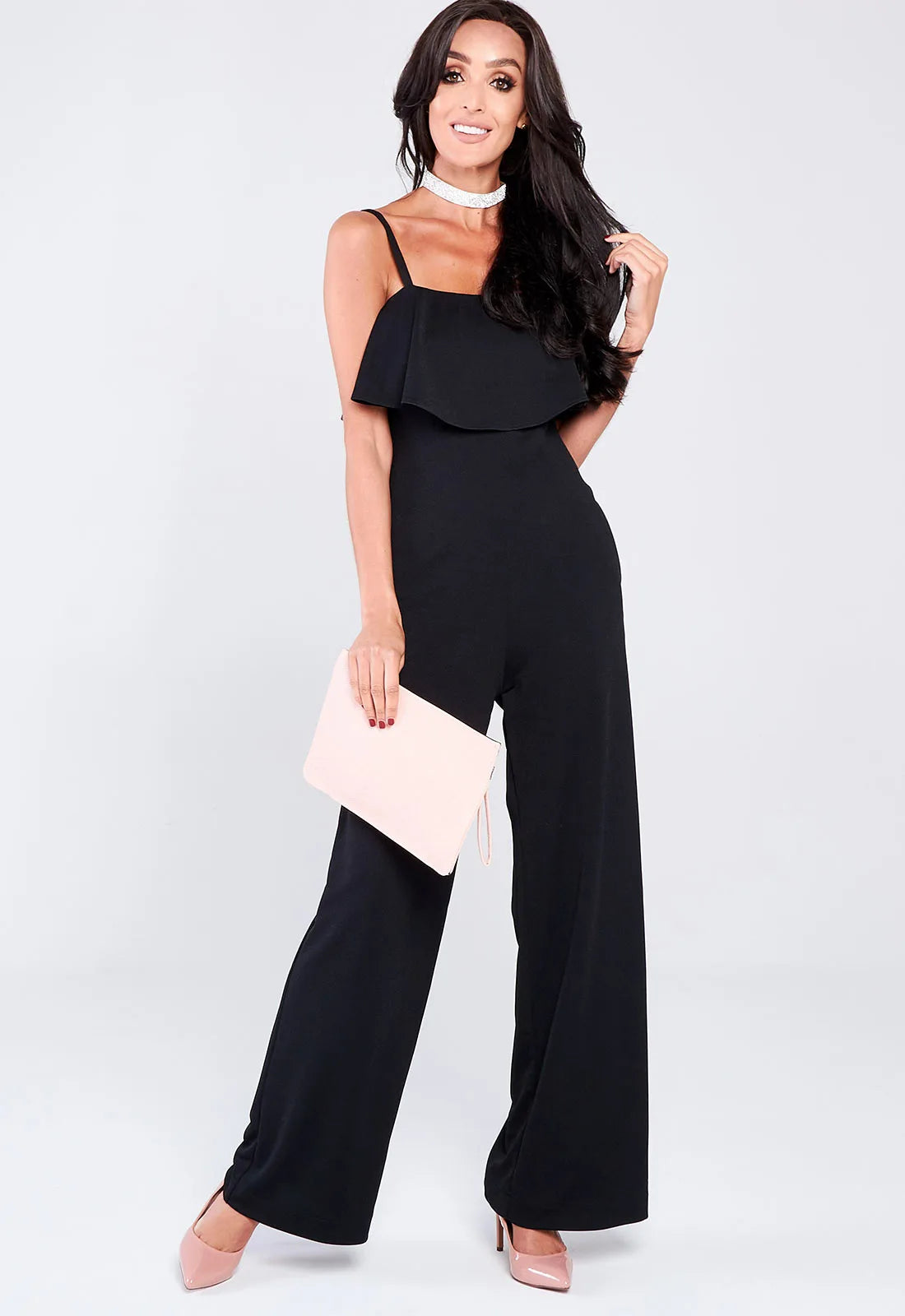 Lady Flare Black Frill Jumpsuit-106892