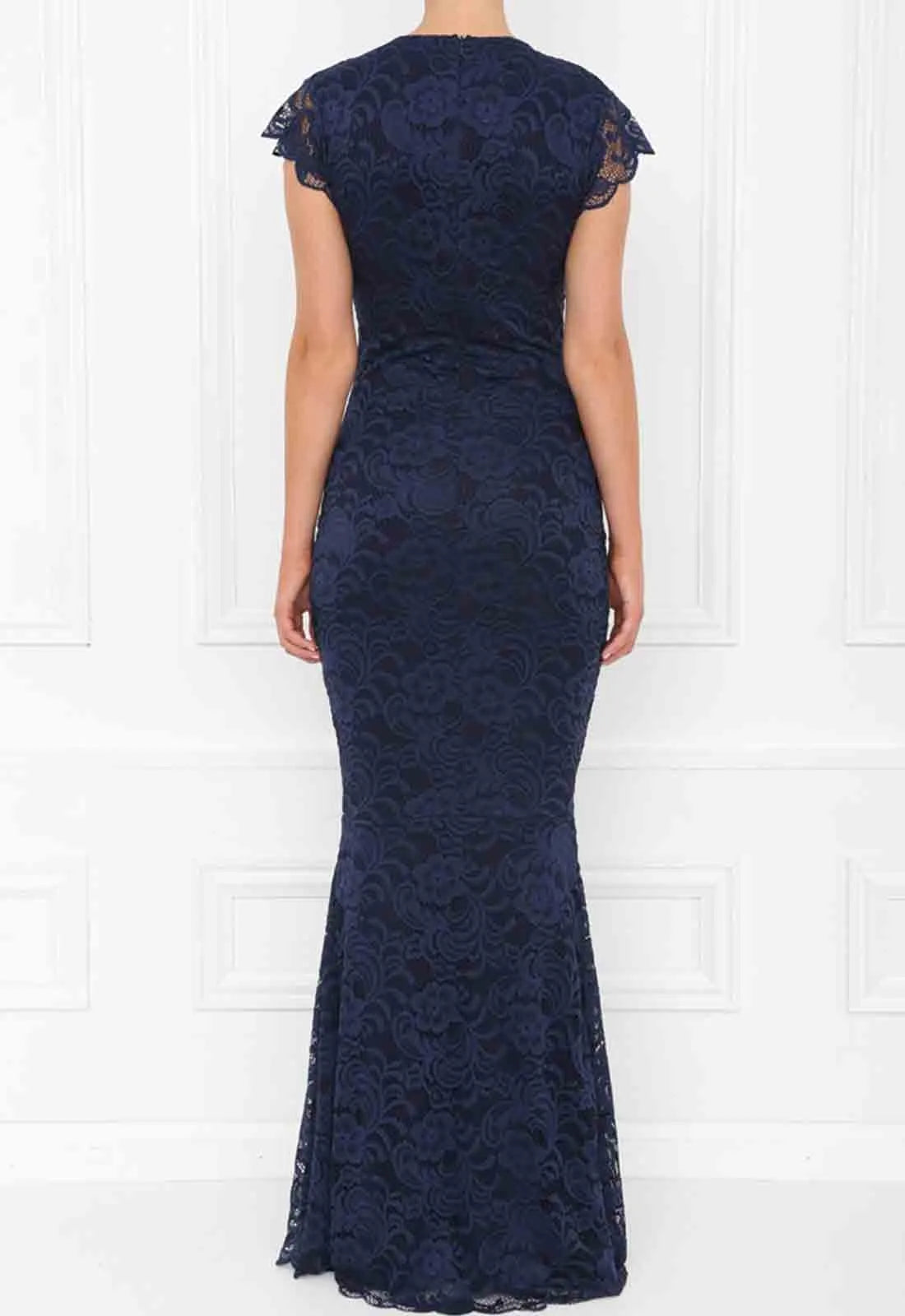 Honor Gold Lana Navy Lace Fishtail Maxi Dress -37023