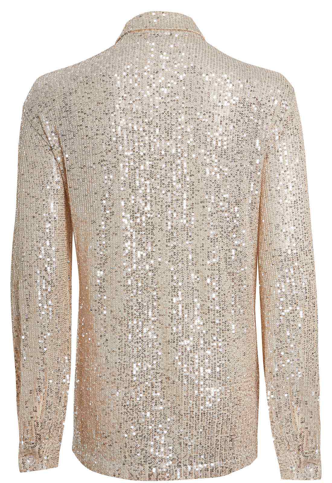 Little Black Dress Champagne Sequin Shirt-117789