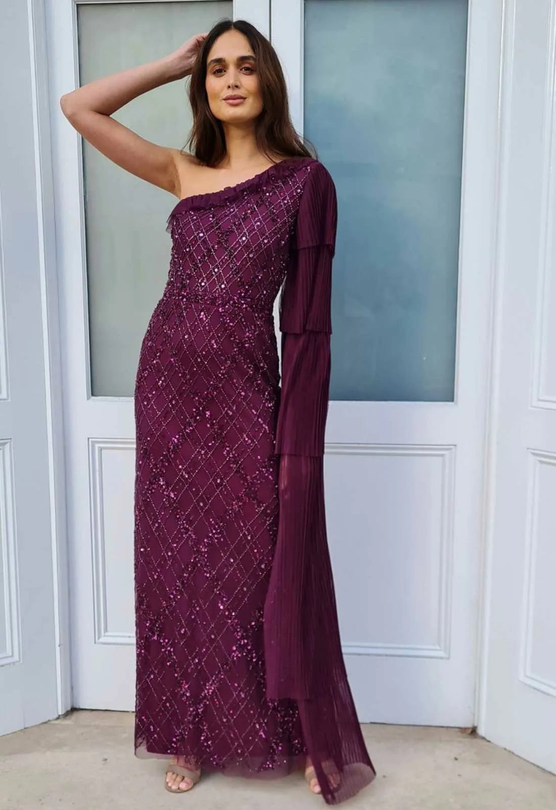 Raishma Couture Purple Leilani Embellished Maxi Dress-112556