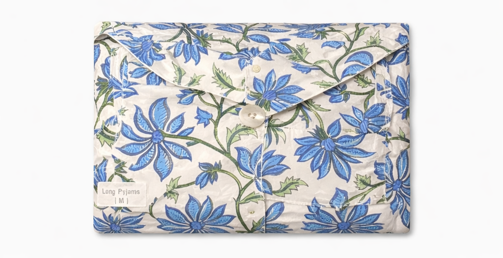 Soul Of Sita Woodblock Blue Floral Pyjama Set