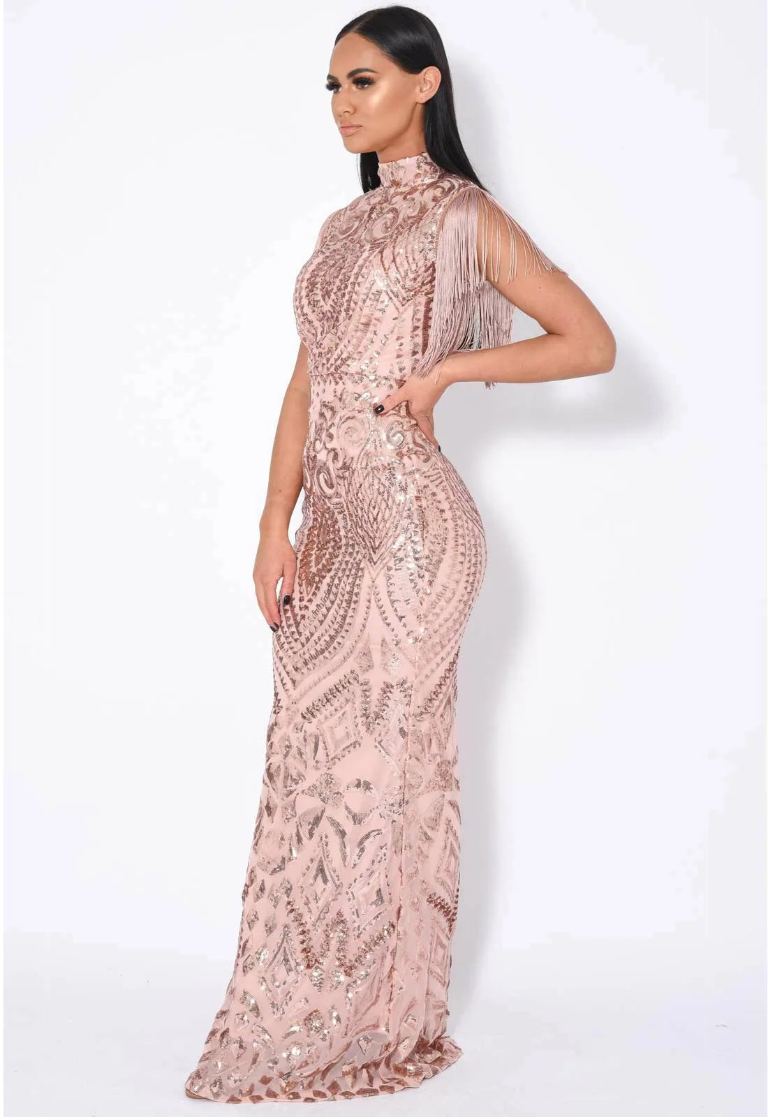 Nazz Collection Rose Gold Magic Maxi Dress-106586