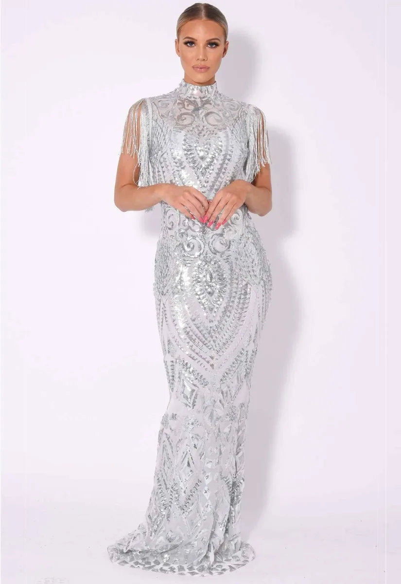 Nazz Collection Silver Magic Maxi Dress