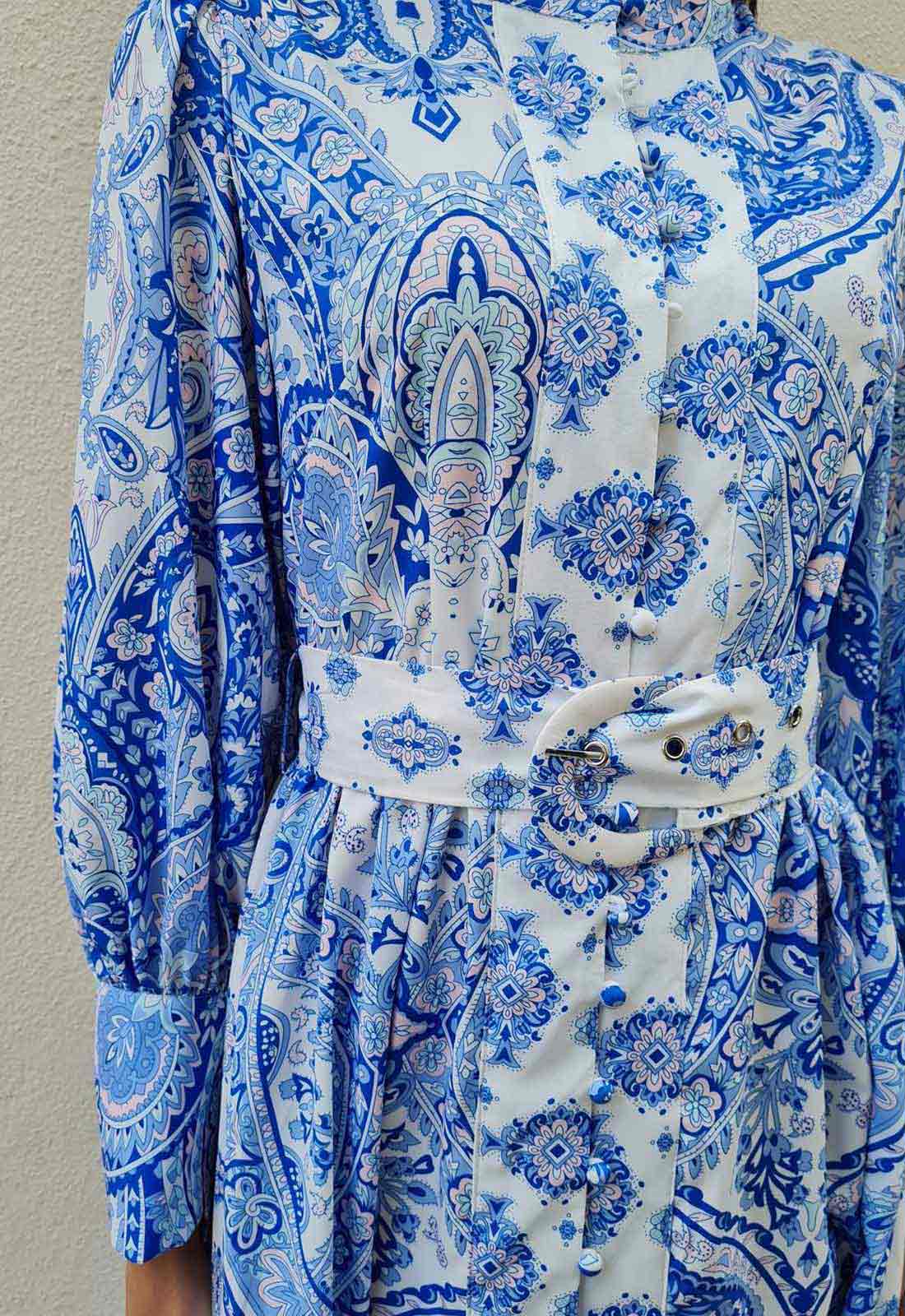 Raishma Studio Blue Maya Print Dress-99086
