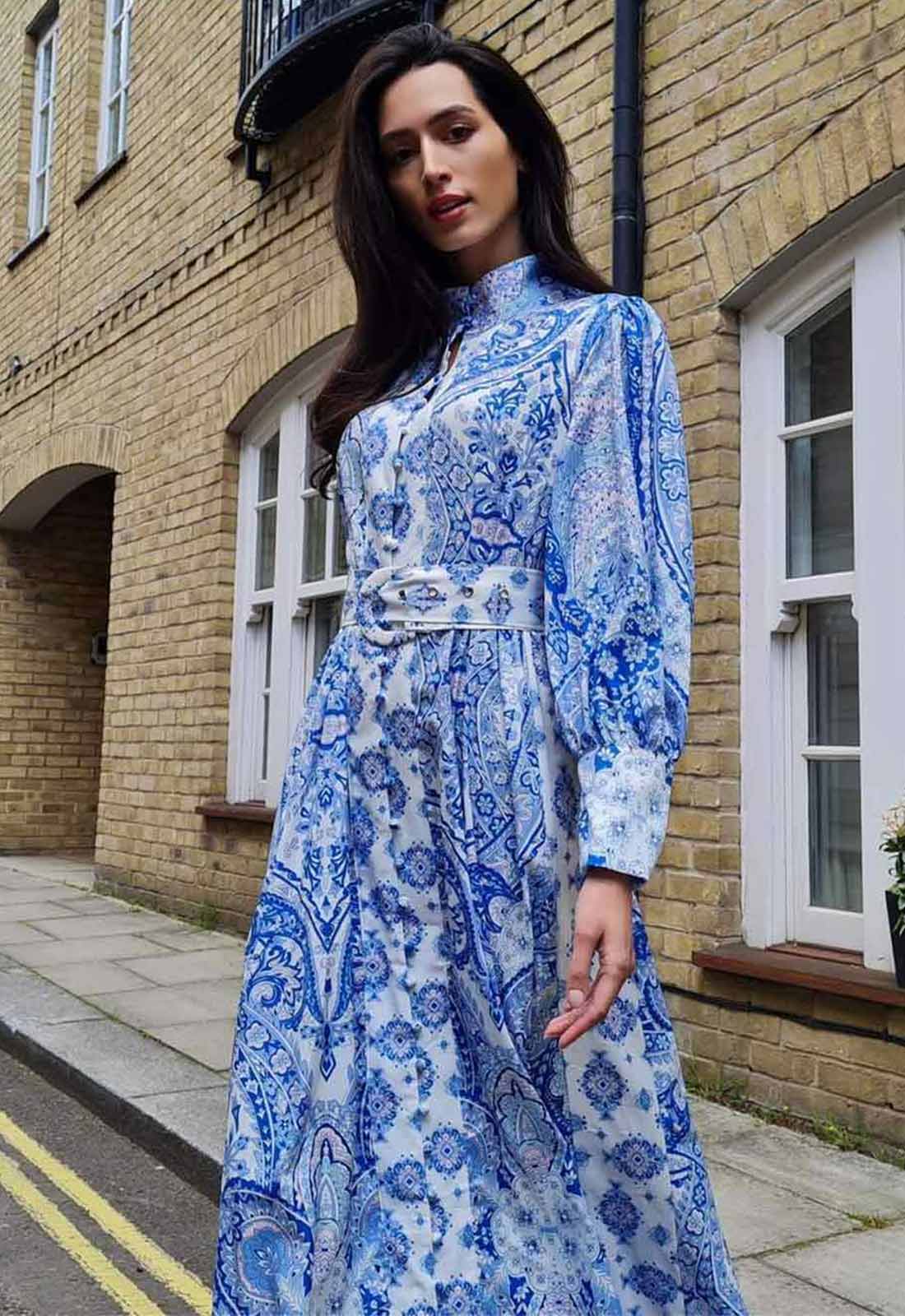Raishma Studio Blue Maya Print Dress-101053