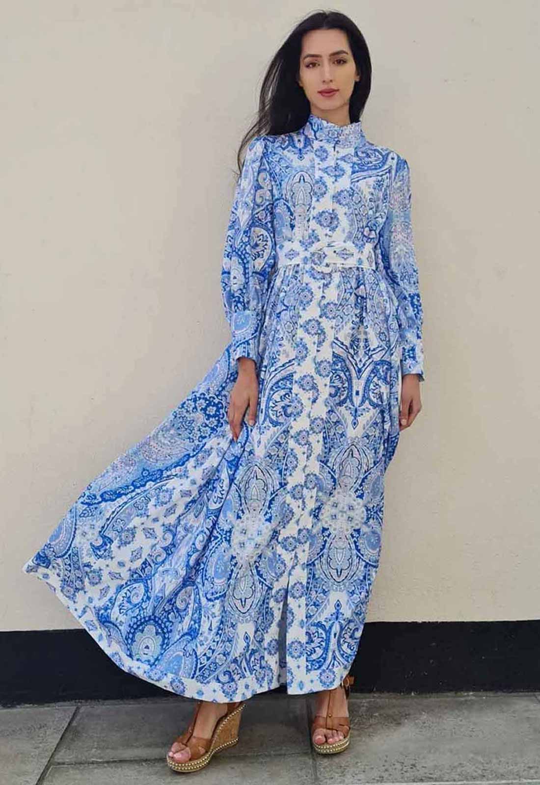 Raishma Blue Maya Print Dress