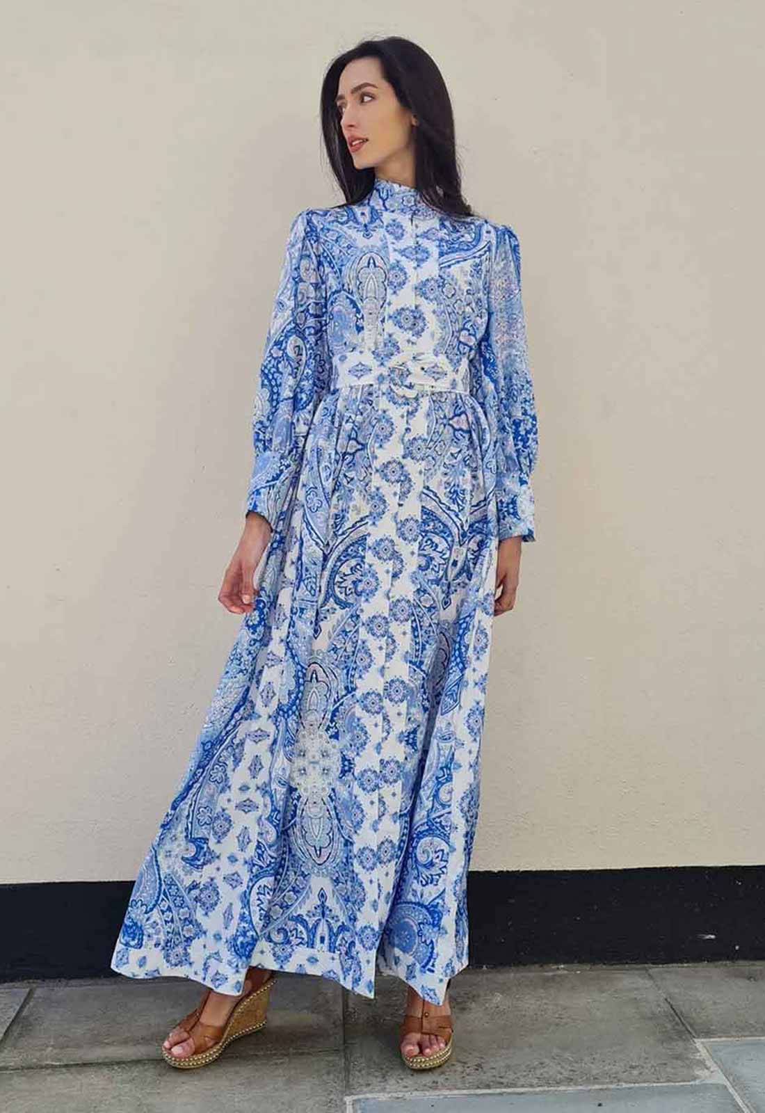 Raishma Studio Blue Maya Print Dress-99084