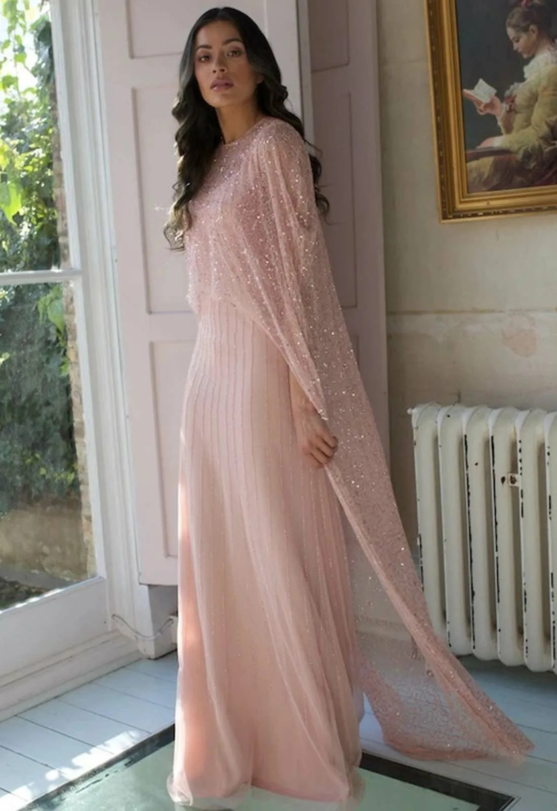 Blush cape dress online