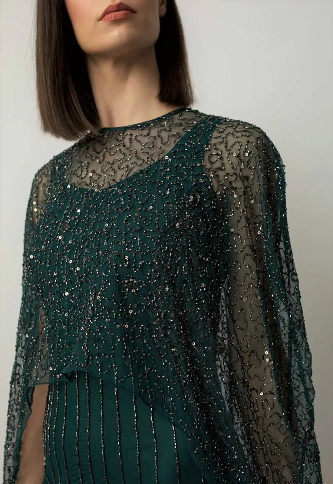 Raishma Green Melony Cape Gown-79739