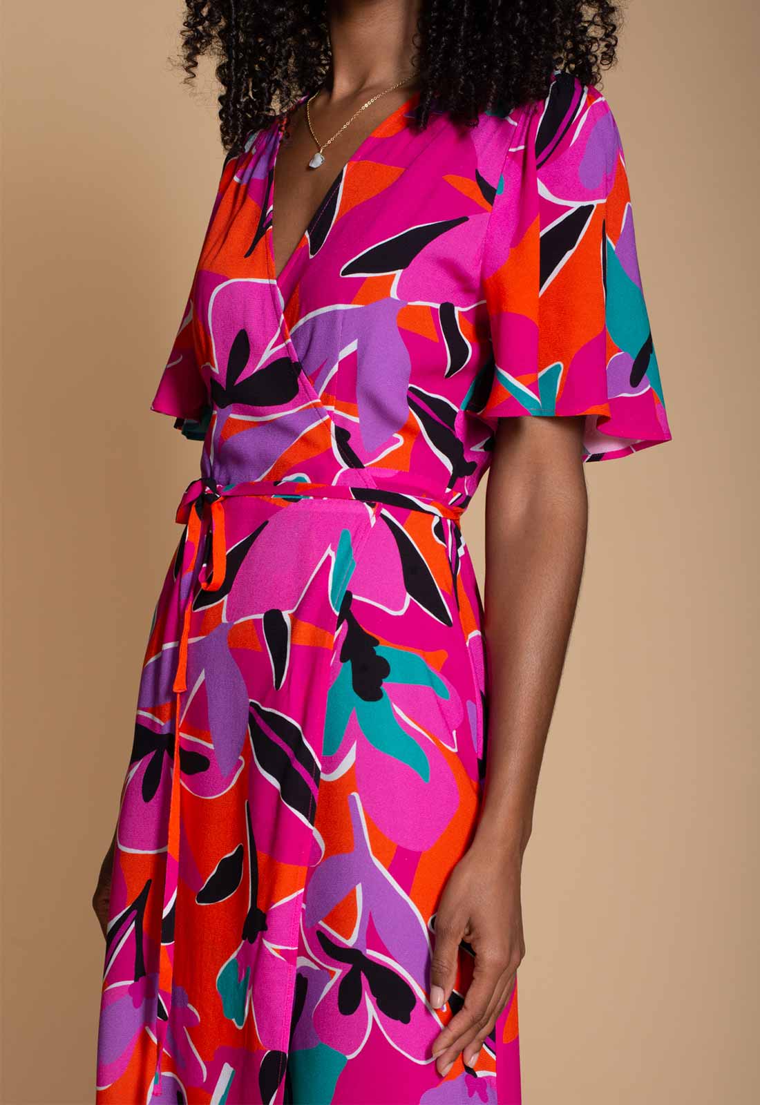 Hide the Label Pink Rosa Print Maxi Dress-114543