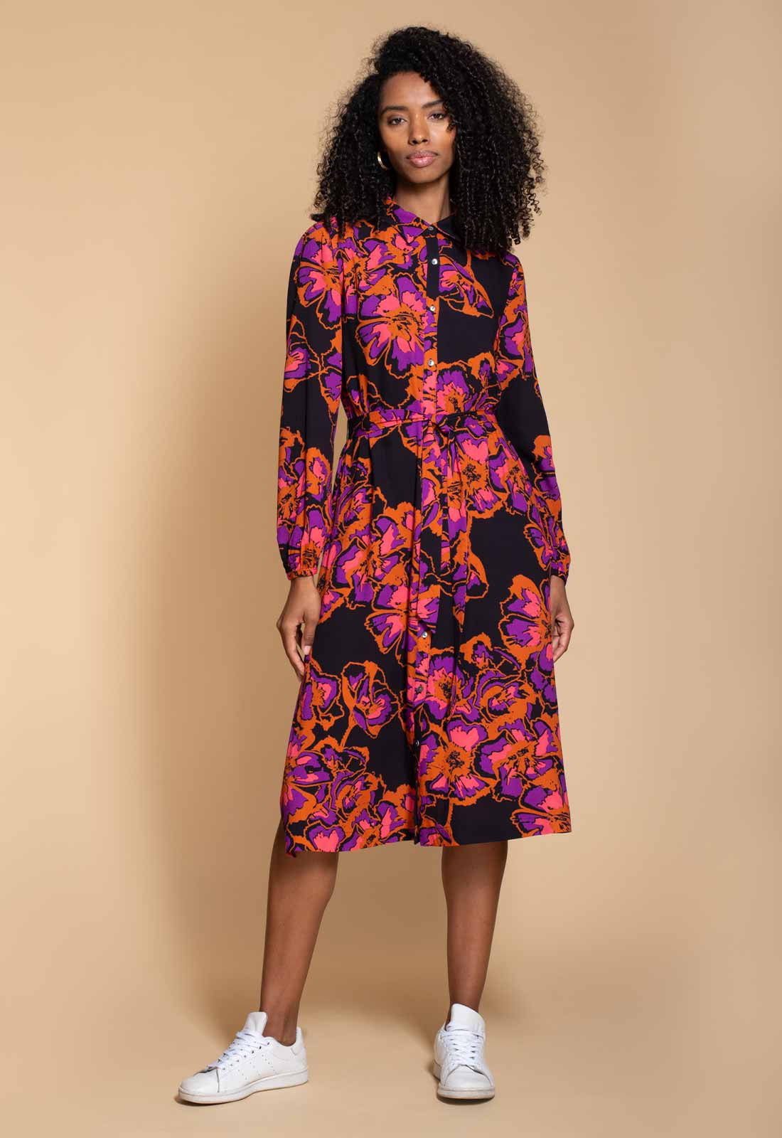 Hide the Label Black Acacia Print Midi Dress-114553