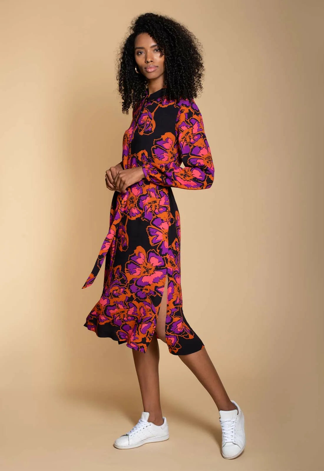 Hide the Label Black Acacia Print Midi Dress-114554