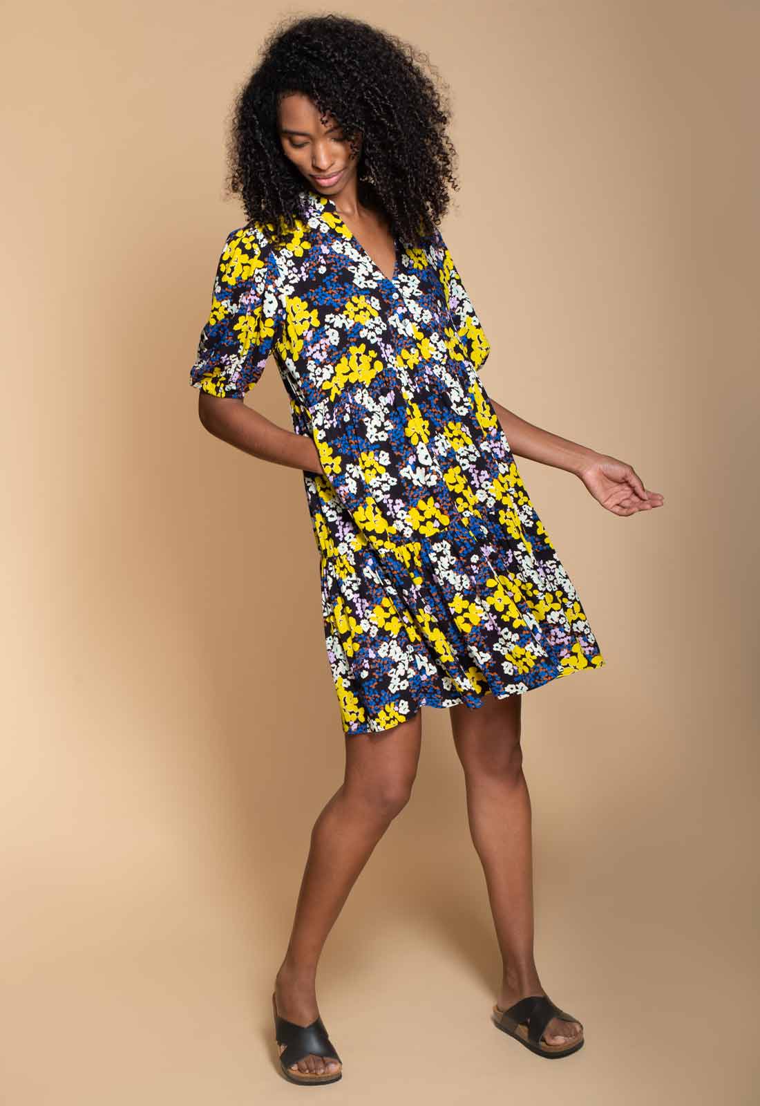 Hide The Label Yellow Lilium Floral Mini Dress-114566