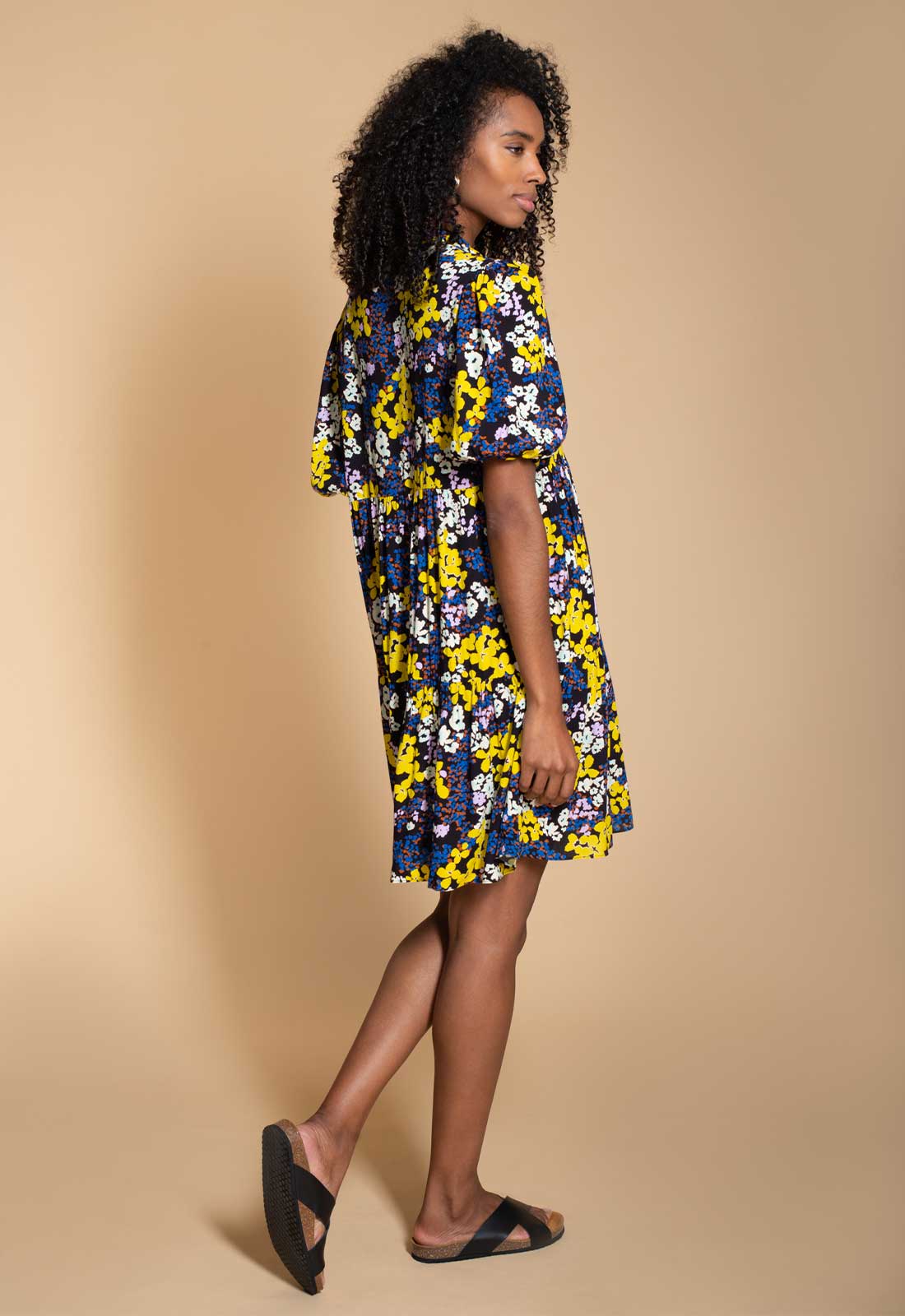 Hide The Label Yellow Lilium Floral Mini Dress-114567