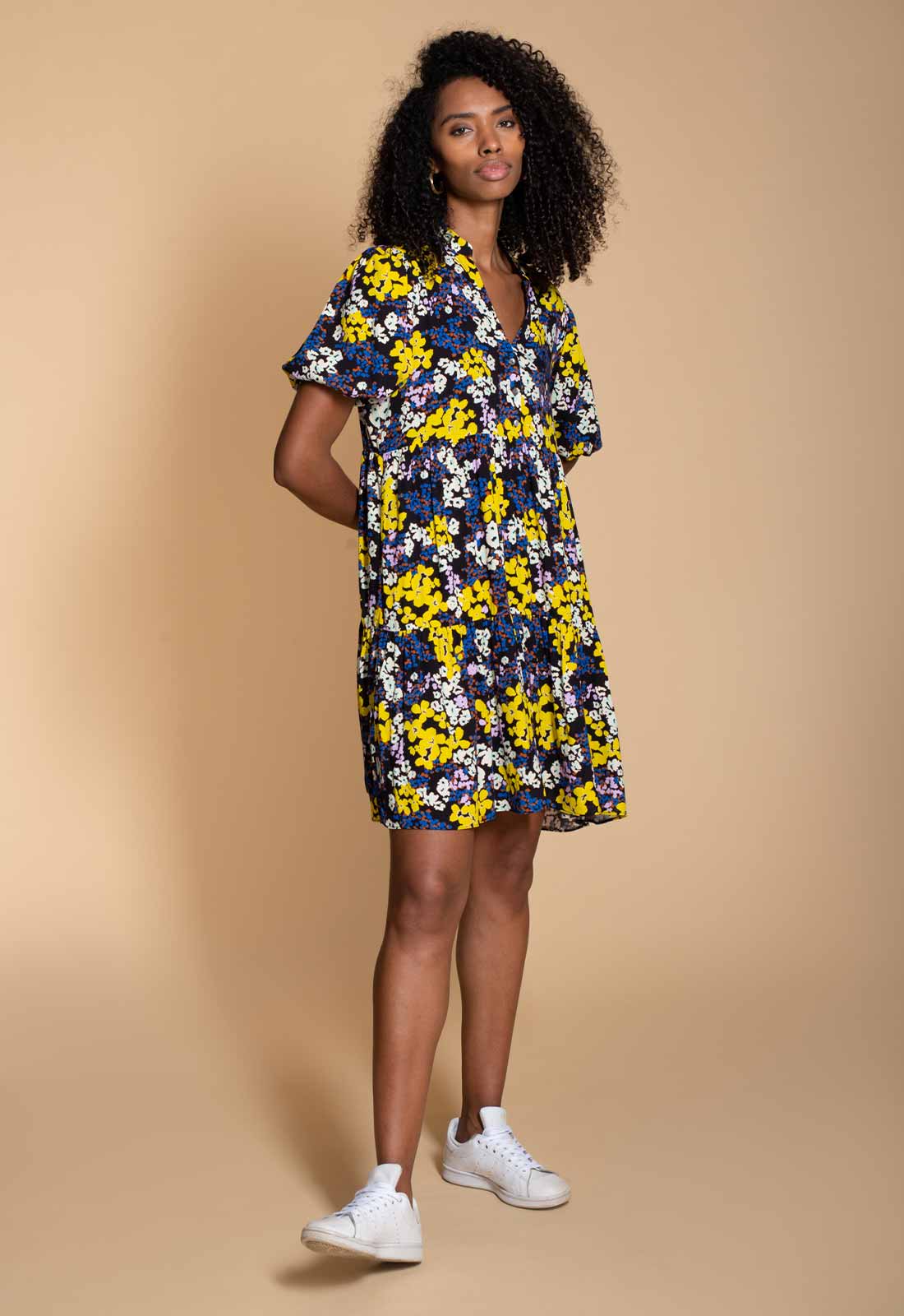 Hide The Label Yellow Lilium Floral Mini Dress-114569