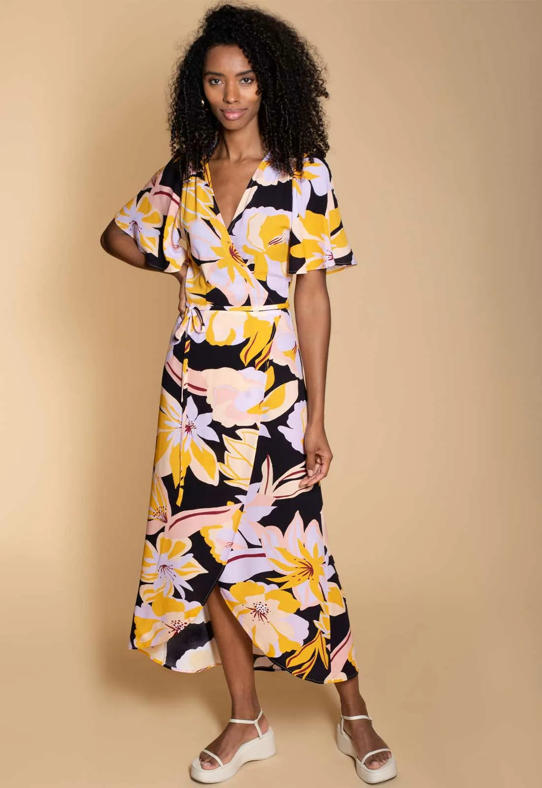 Hide The Label Yellow Rosa Print Maxi Dress-114585