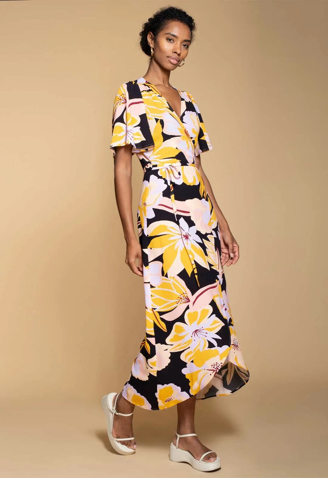 Hide The Label Yellow Rosa Print Maxi Dress-0