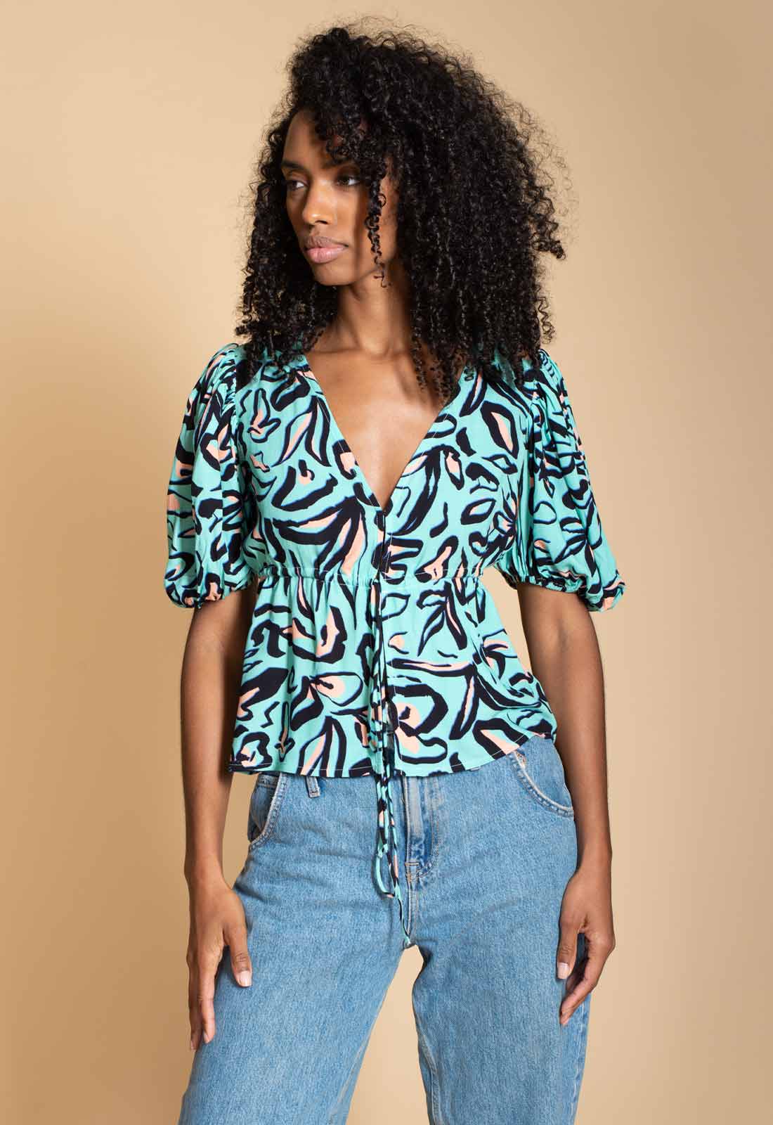 Hide The Label Blue Iris Print Top-114607