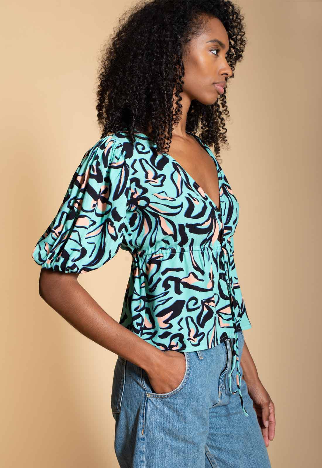 Hide The Label Blue Iris Print Top-114608