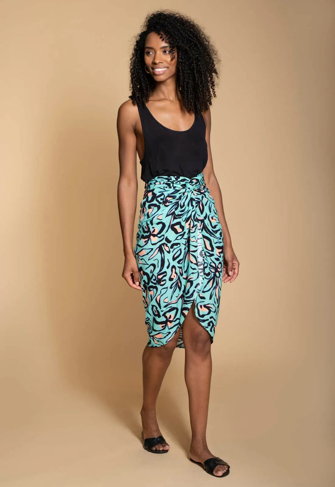 Hide The Label Blue Aster Print Wrap Skirt-114594