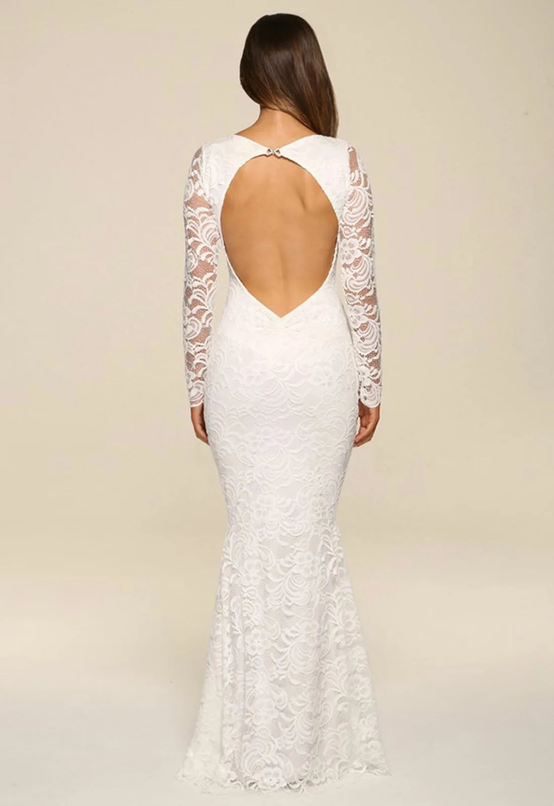 Honor Gold Faye Lace Backless Maxi in Ivory-9340