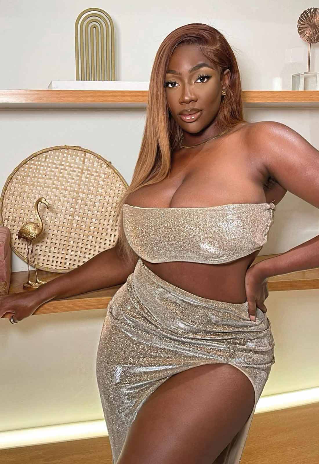 Nazz Collection Rose Gold Cuba Skirt and Top Co-ord-95344