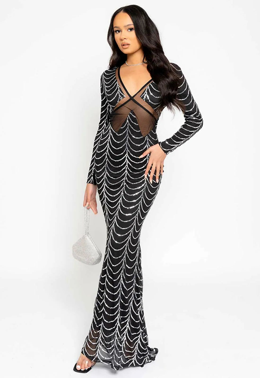 Nazz Collection Silver Darkest Secret Maxi Dress-112403