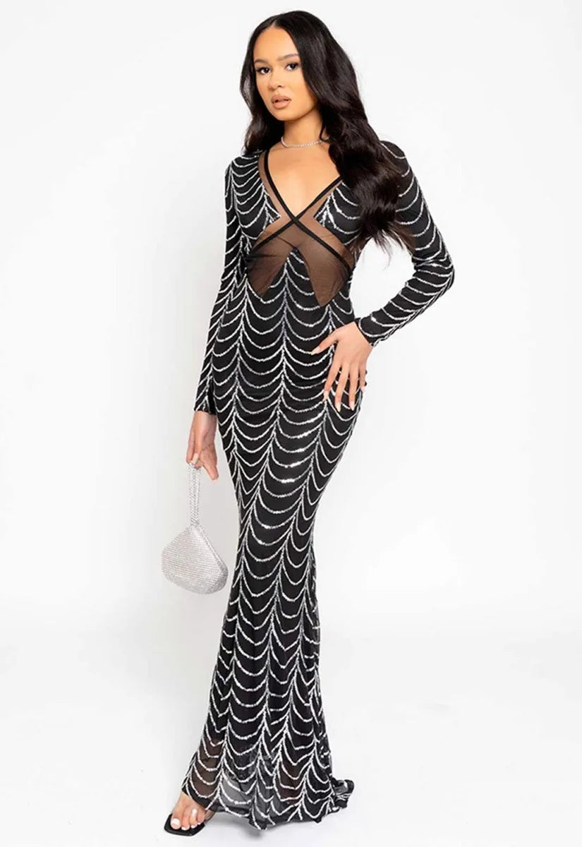 Nazz Collection Silver Darkest Secret Maxi Dress