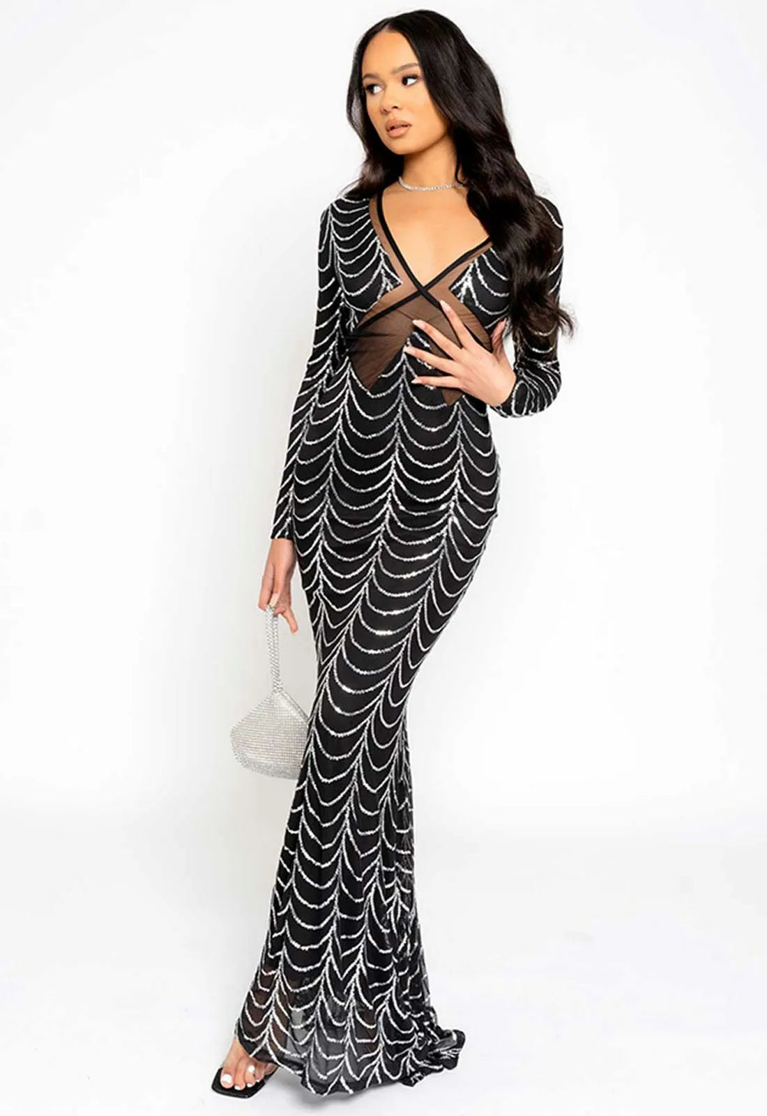 Nazz Collection Silver Darkest Secret Maxi Dress-112405