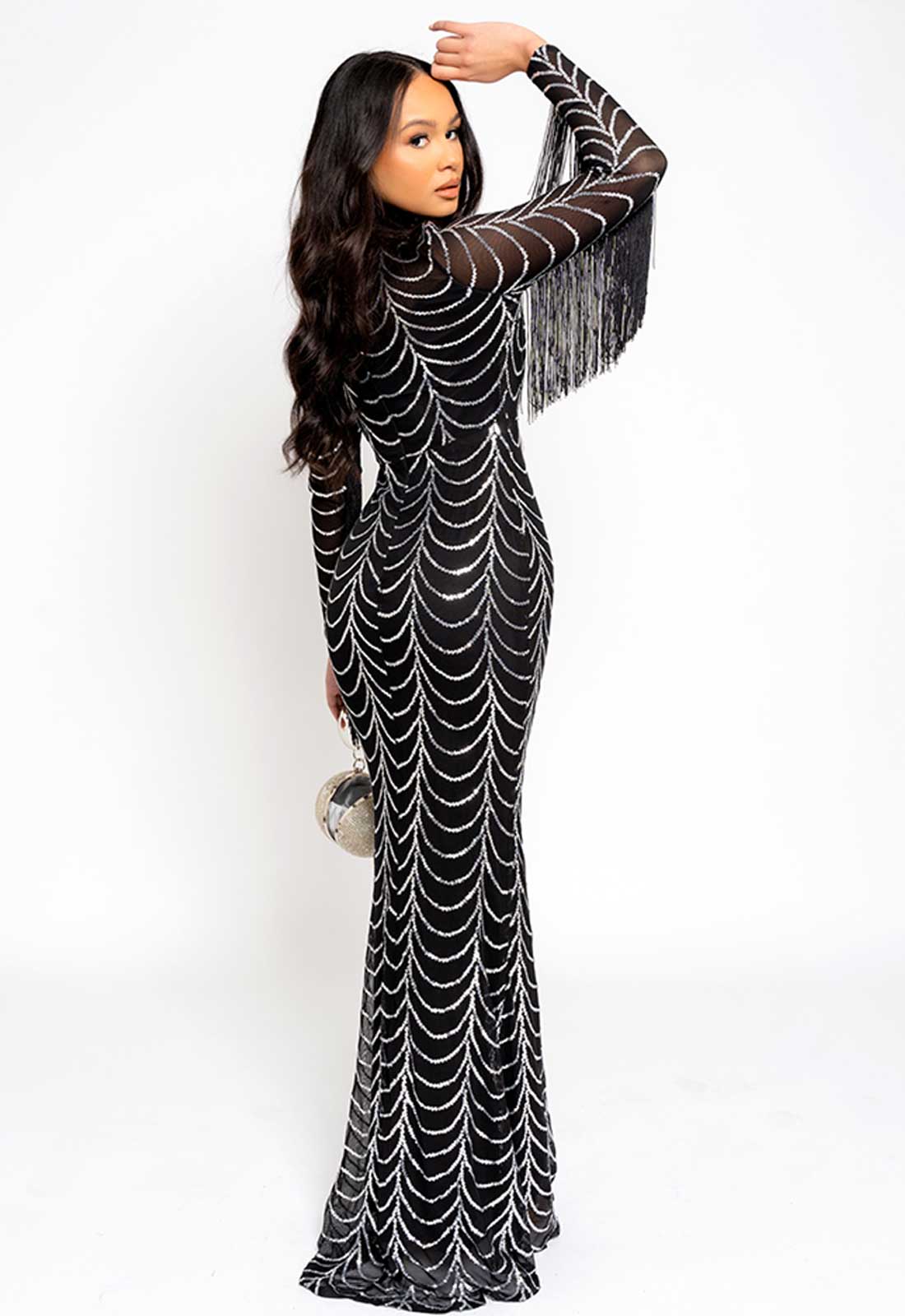 Nazz Collection Silver Hypnotic Maxi Dress-112370