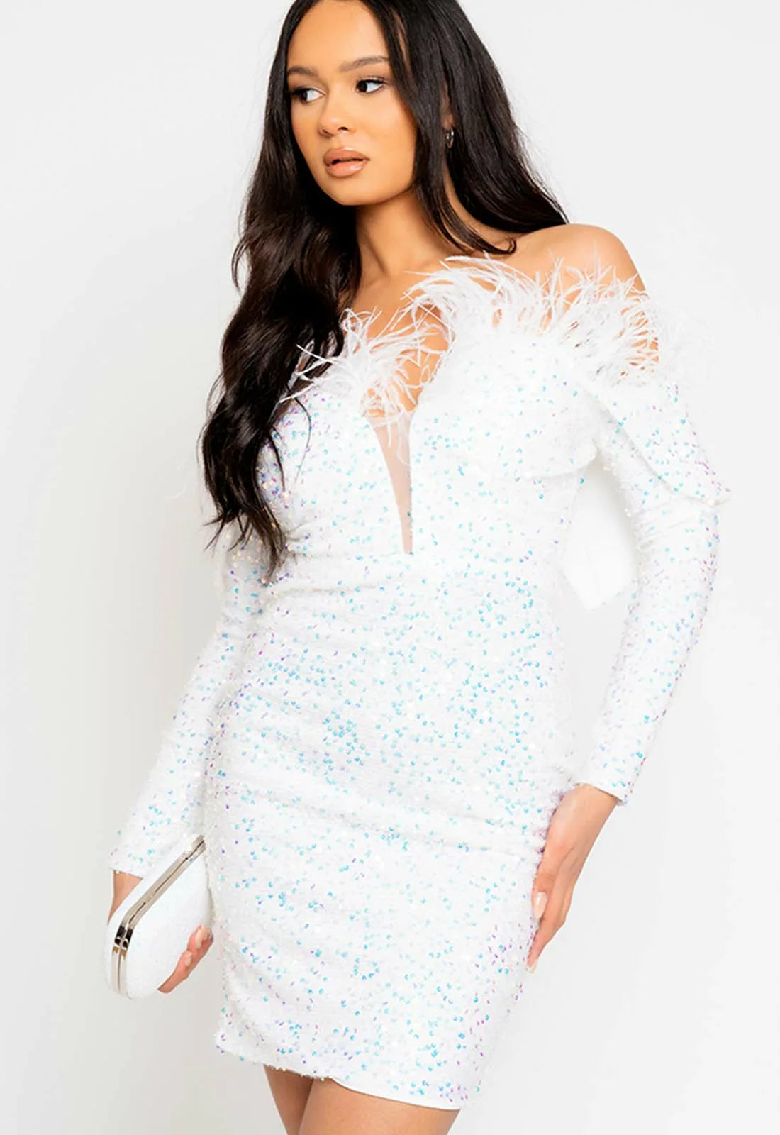 Nazz Collection White Guestlist Sequin Mini Dress-112033