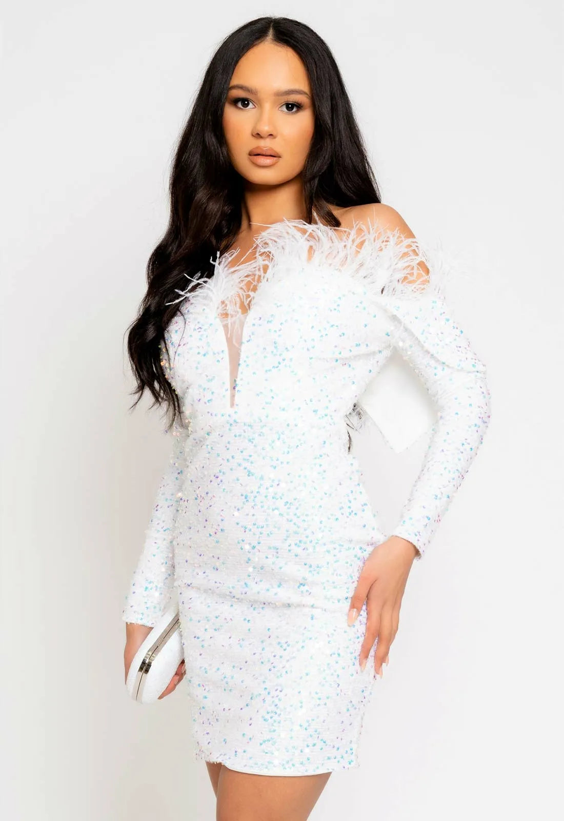 Nazz Collection White Guestlist Sequin Mini Dress-112107