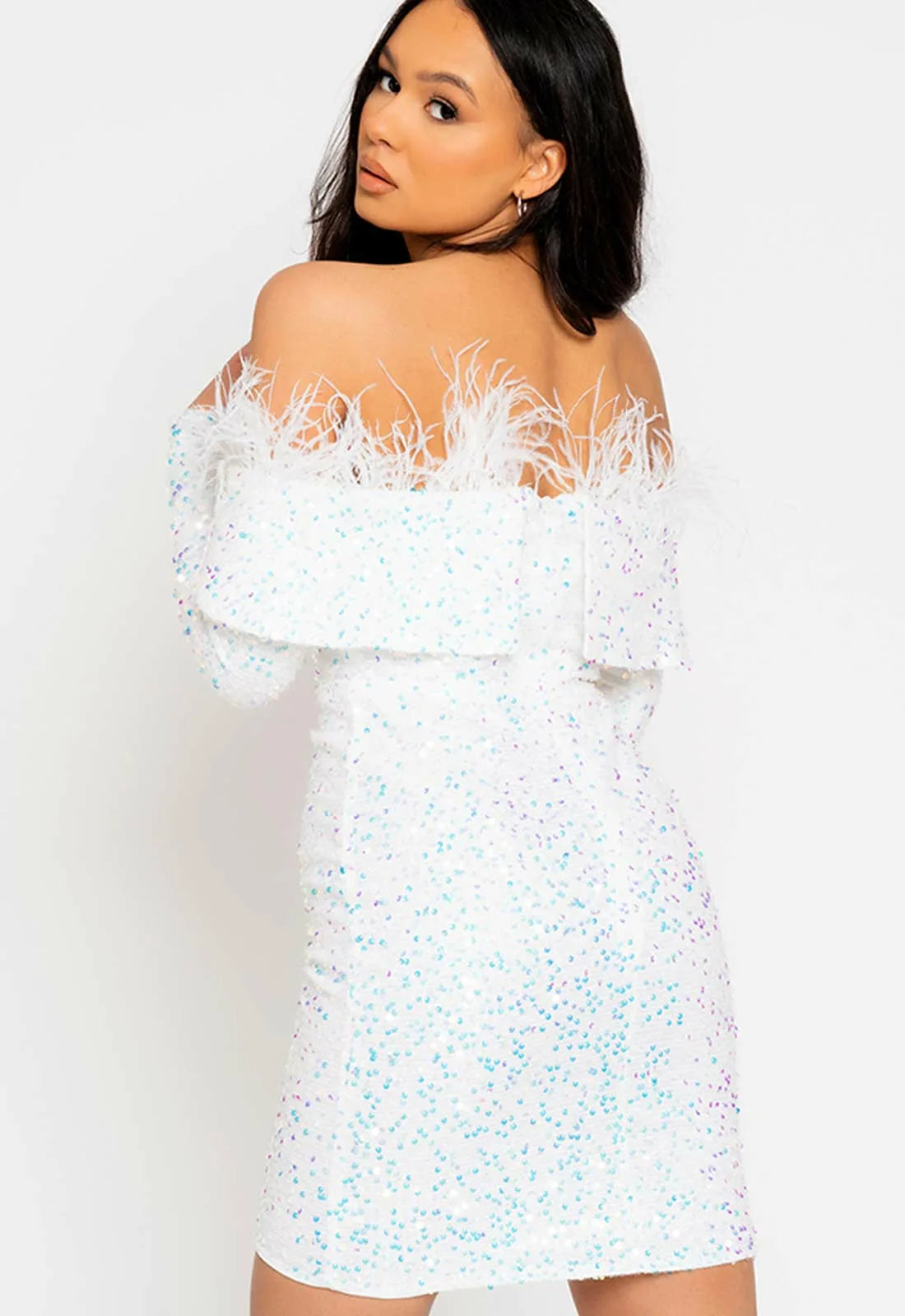 Nazz Collection White Guestlist Sequin Mini Dress-112034